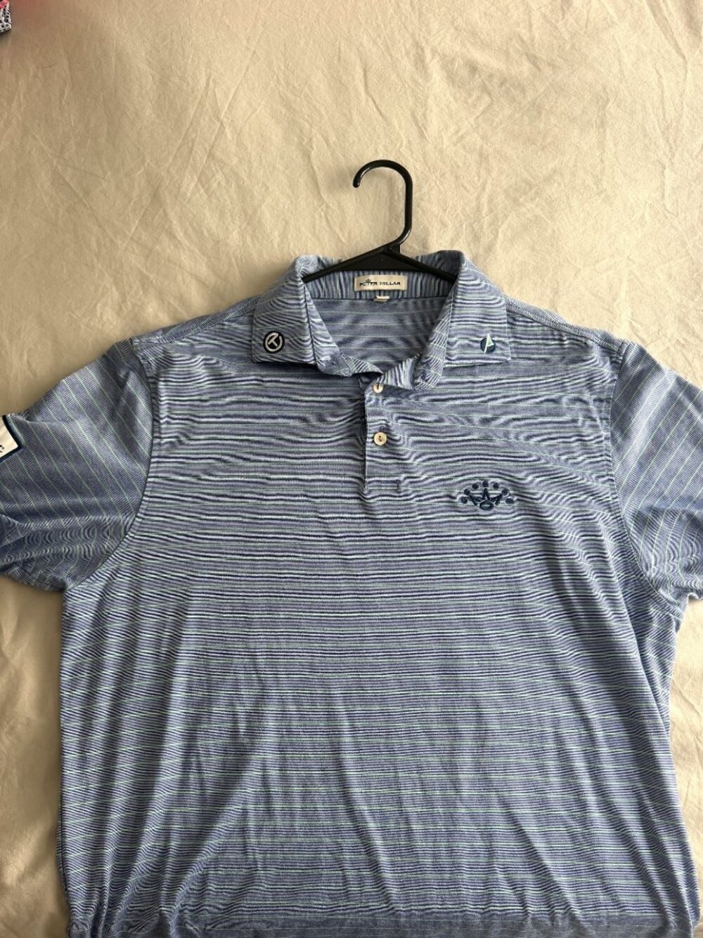 Peter Millar Scotty Cameron Circle T Polo Men's M 7 Point Crown Blue Stripe